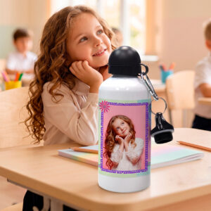 Botella de Aluminio Personalizada con Dos Tapones y Mosquetón